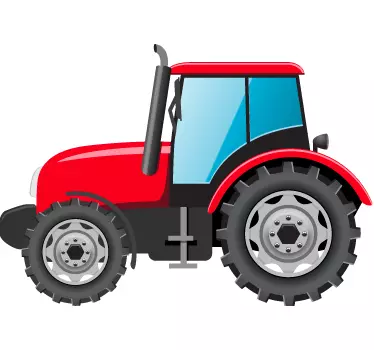 Kids Red Tractor Wall Sticker - TenStickers