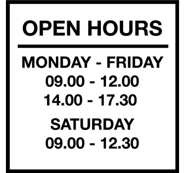 Shop hours shop window decal - TenStickers