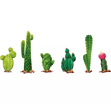 Different cactus wall border decal - TenStickers