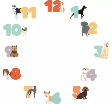 Dogs clock wall stickers children's room - TenStickers