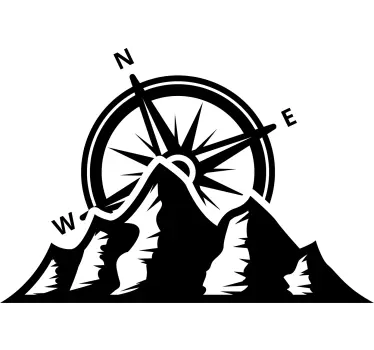 Minimal compass and mountains caravan decal - TenStickers
