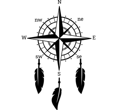 Compass with feathers caravan decal - TenStickers