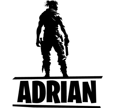 Battle character with name video game decal - TenStickers
