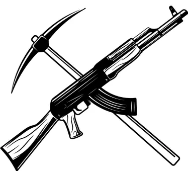 Pickaxe and submachine gun video game decal - TenStickers