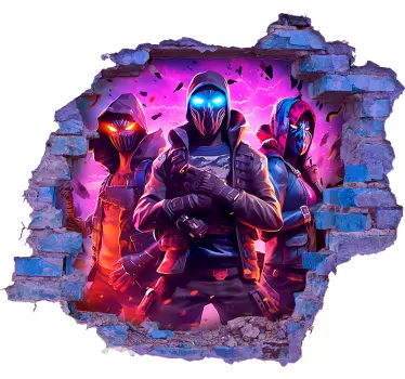 Three masked warriors visual effects sticker - TenStickers