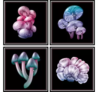 Magic mushrooms tile vinyl decal - TenStickers