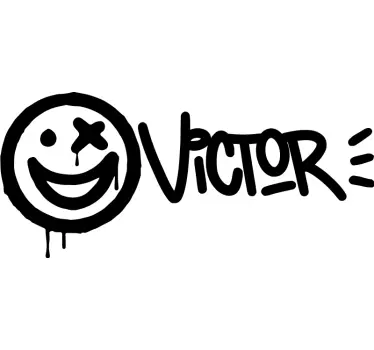 Custom "smiley" name urban wall decal - TenStickers