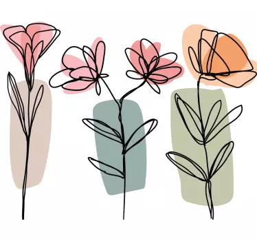 Line Art Flowers Wall Decor Sticker - TenStickers