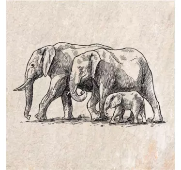 sketch of elephants tile sticker - TenStickers