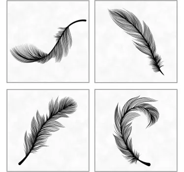 black feathers tile sticker - TenStickers