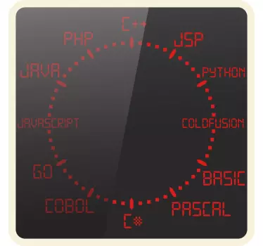 programming languages wall clock sticker - TenStickers