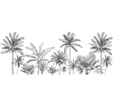 tropical trees sketch bathroom wall decal - TenStickers
