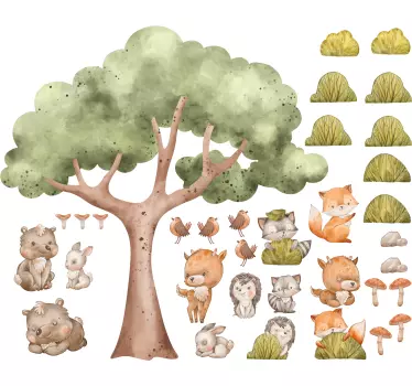 cute forest animals kids room wall stickers - TenStickers