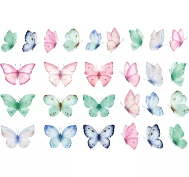 watercolor butterfly wall stickers children's room - TenStickers