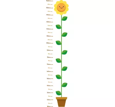 Child Flower Height Measurement Wall Sticker - TenStickers