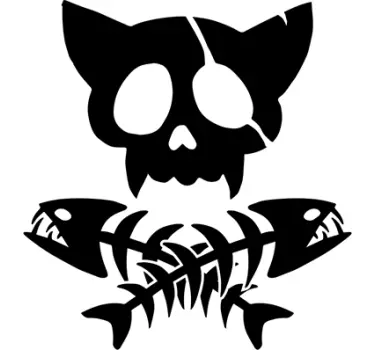 Pirate cat skull and fishbone halloween wall sticker - TenStickers