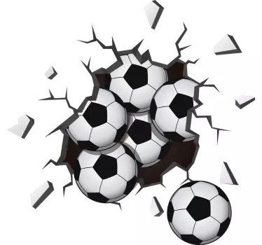 Balls falling from the wall football kids room wall sticker - TenStickers