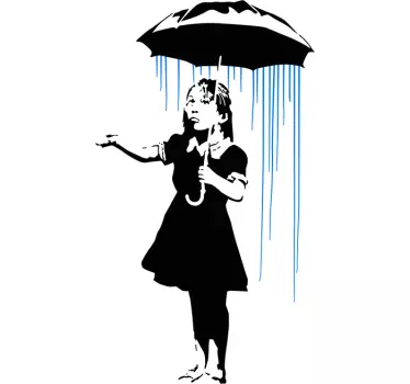 Banksy Girl in the Rain Wall Art Sticker - TenStickers