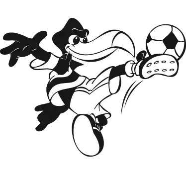 Bird Footballer Monochrome Kids Sticker - TenStickers