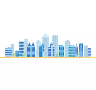 Blue Skyline Wall Sticker - TenStickers
