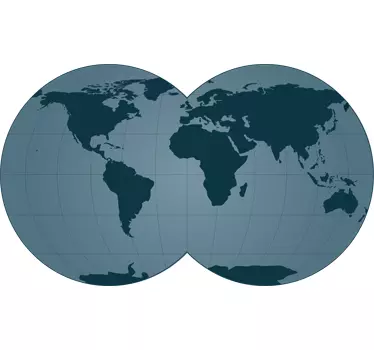 Blue World Map with Double Globe Sticker - TenStickers