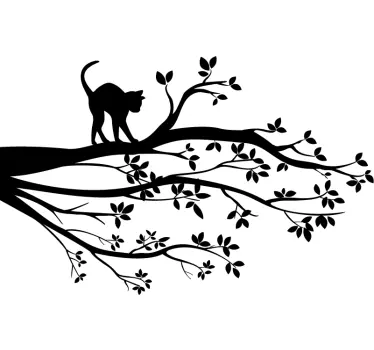 cat in tree wall decal - TenStickers
