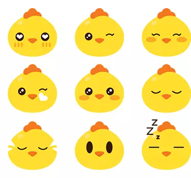 Chicken Emoji Farm Animal Sticker Set - TenStickers