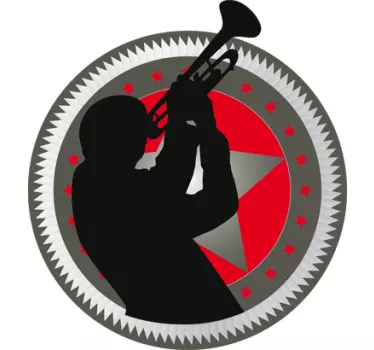 Circular Vintage Trumpeter Sticker - TenStickers