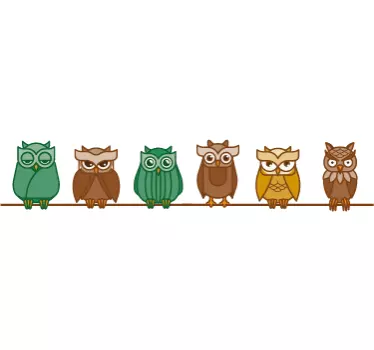Colorful Owl Collection wall border sticker - TenStickers