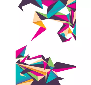 Colourful Origami Designs Door Sticker - TenStickers