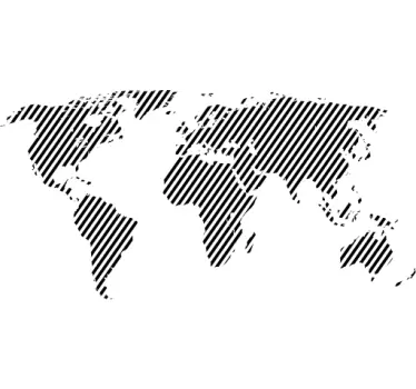 Diagonally Lined World Map Sticker - TenStickers