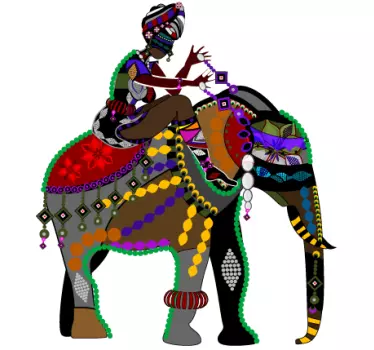 Elephant Rider Wall Sticker - TenStickers