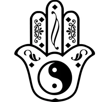 Fatima's Hand Ying and Yang Sticker - TenStickers