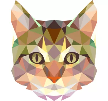 Geometric polygonal close up cat wall sticker - TenStickers