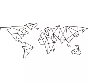 Geometric World Map Living Room Wall Decor - TenStickers
