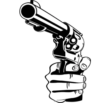 Hand Pistol Gun Wall Sticker - TenStickers