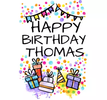 Personalised Happy Birthday Party Wall Sticker - TenStickers