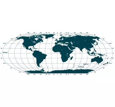 Horizontal World Map Decorative Decal - TenStickers