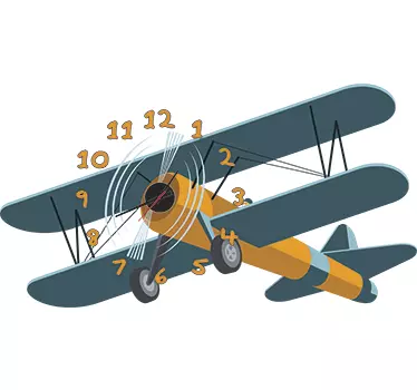 Kids Airplane Wall Clock Sticker - TenStickers