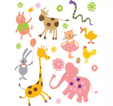Kids Animal Celebration Decal Collection - TenStickers
