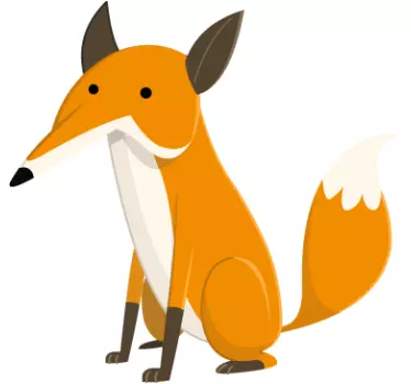 Kids Sitting Fox Wall Sticker - TenStickers
