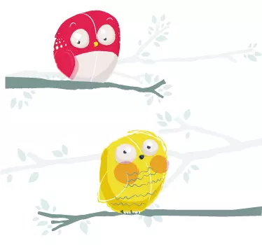 Kids Two Bird Branches Wall Sticker - TenStickers