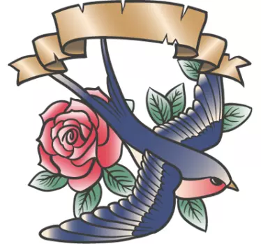 Legened Pink Bird Tattoo Decal - TenStickers