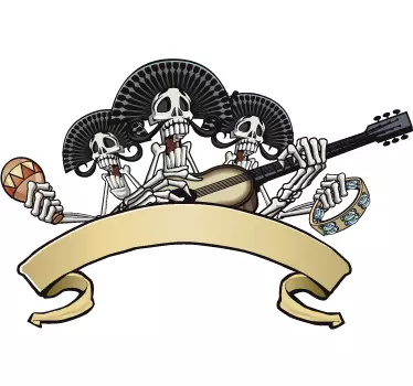 Mariachi skeleton sticker - TenStickers