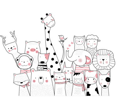 minimalist animal drawing headboard wall decal - TenStickers