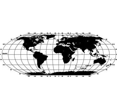 Monochrome World Map Wall Sticker - TenStickers
