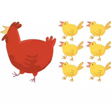 Mother Hen With Chicks Sticker - TenStickers
