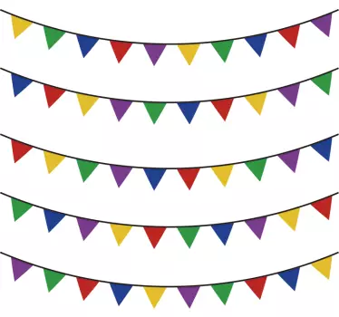 Multicoloured Bunting Wall Sticker - TenStickers