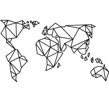 Origami World Map Wall Sticker - TenStickers