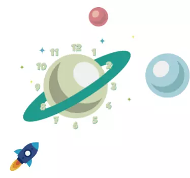 Planet sticker clock - TenStickers